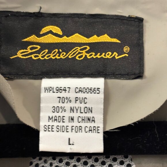 Eddie Bauer Large (L) Green and Black Heavy Duty Rain Jacket (NO ZIPPER) - Picture 3 of 8